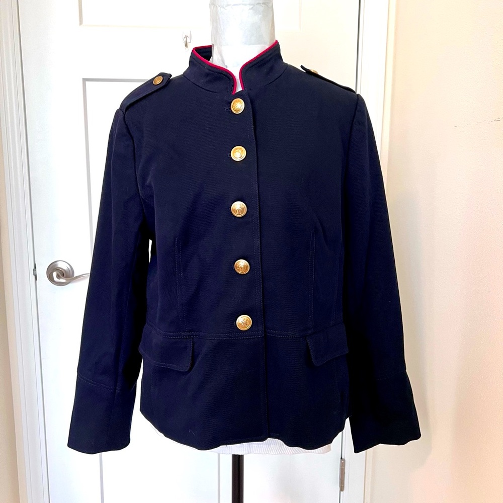 NWOT Talbots’s Button Down Navy Blue Military Jacket Sz 16